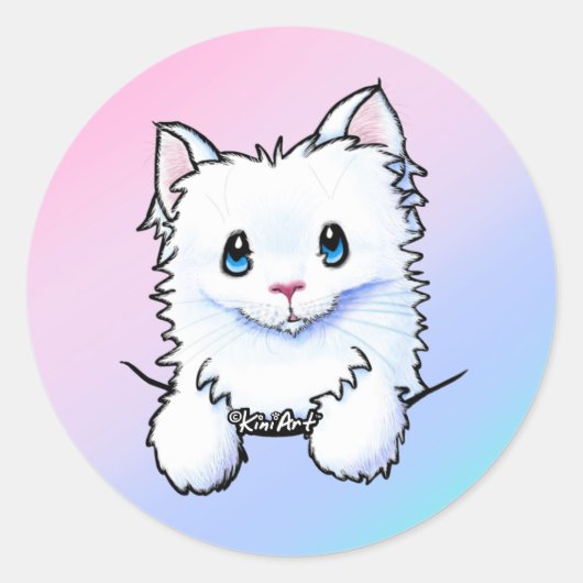 White Kitty Runder Aufkleber (Vorderseite)