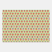 White-Kiwi-Plum Illustrierte Erdbeere Geschenkpapier Set (Vorderseite 3)