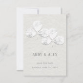 White Kleeblatt Wedding Save the Date Card (Vorderseite)