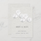 White Kleeblatt Wedding Save the Date Card (Vorne/Hinten)