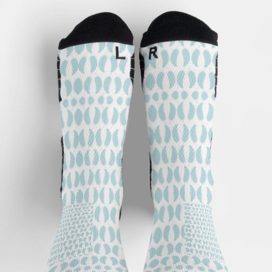 White knee-high socks with blue oval patterns socken (Oben)