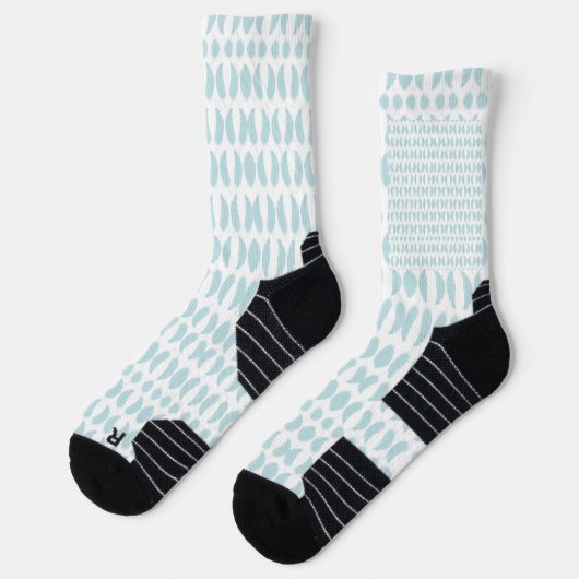 White knee-high socks with blue oval patterns socken (Links)