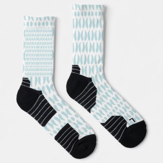 White knee-high socks with blue oval patterns socken (Rechts)