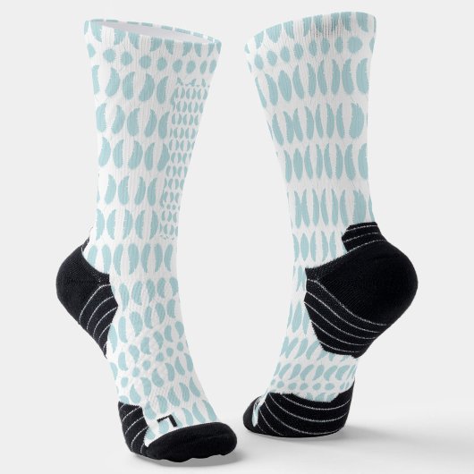 White knee-high socks with blue oval patterns socken