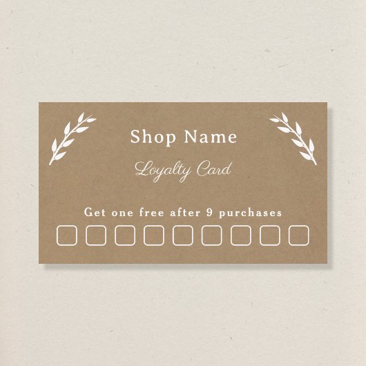 White, Kraft & Rustic Loyalty Card Visitenkarte