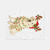 White Lab Christmas Tree Light Pajama Labrador Dog Fleecedecke (Vorderseite (Horizontal))