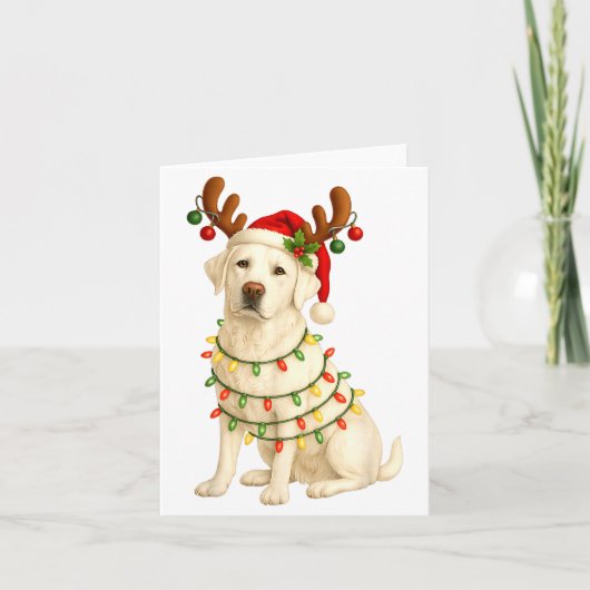 White Lab Christmas Tree Light Pajama Labrador Dog Karte (Vorderseite)