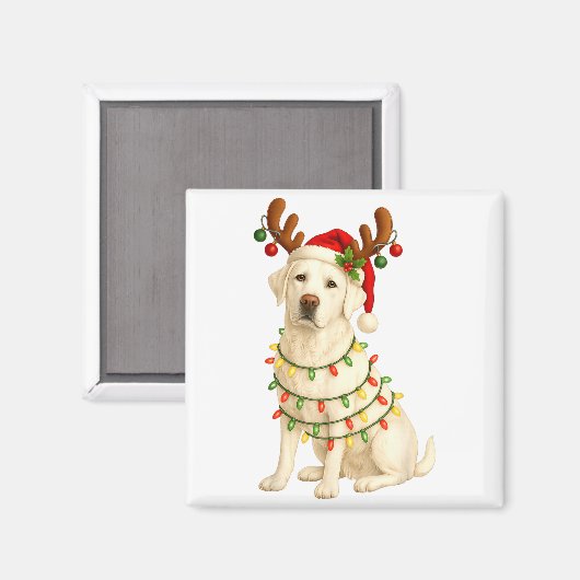 White Lab Christmas Tree Light Pajama Labrador Dog Magnet (Vorderseite/Rückseite)
