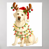 White Lab Christmas Tree Light Pajama Labrador Dog Poster (Vorne)