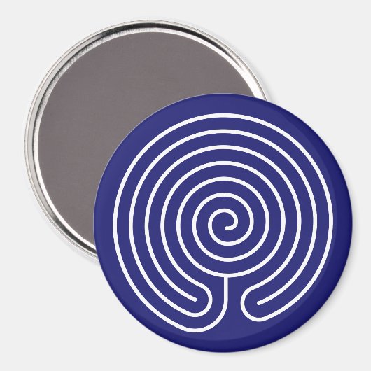 White Labyrinth auf Midnight Blue Magnet (Vorderseite/Rückseite)