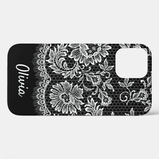 White Lace am Black Case Mate iPhone Case (Rückseite (Horizontal))