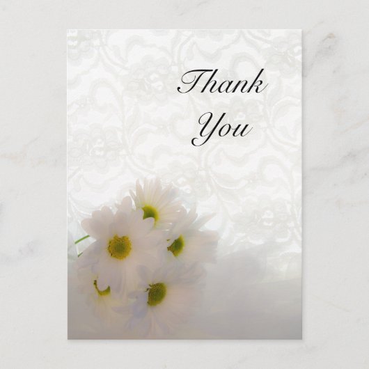 White Lace and Daisisises Wedding Vielen Dank Postkarte (Vorderseite)