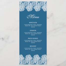 White Lace auf Blue Classic Menu Menükarte