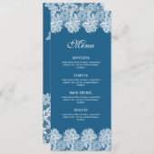 White Lace auf Blue Classic Menu Menükarte (Vorne/Hinten)