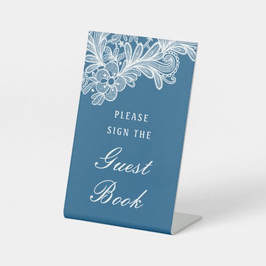 White Lace auf Blue Gast Book Sockelschild (Vorderseite)