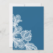 White Lace auf Blue Religious Wedding Einladung (Rückseite)