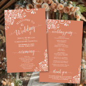 White Lace auf Coral Orange Budget Wedding Program