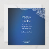 White Lace auf Royal Blue Dragonflies Wedding Einladung (Rückseite)