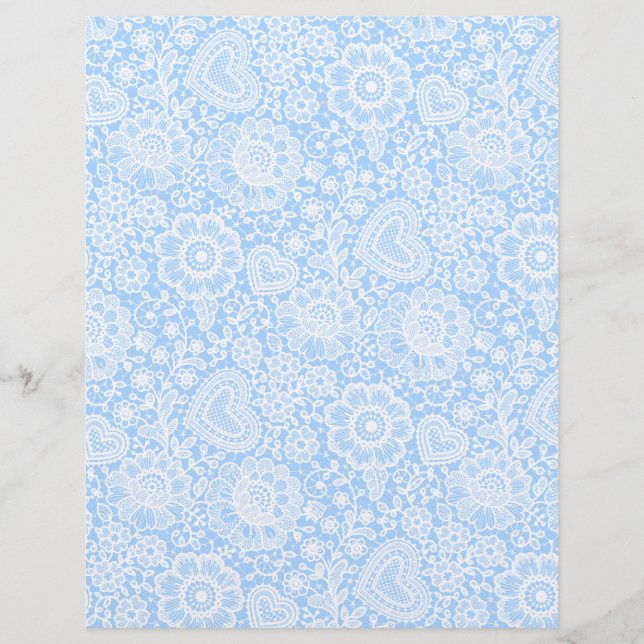 White Lace Baby Blue Arts & Craft Scrapbook Paper (Vorderseite)