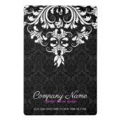 White Lace Black Damasks Mini Klemmbrett (Rückseite)