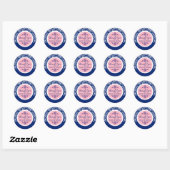 White Lace Blue Background Pink Akzent Danke 2 Runder Aufkleber (Blatt)