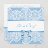 White Lace Blue Satin Es ist eine Baby-Dusche Einladung (Vorne/Hinten)