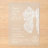 White Lace Bow Sie bindet das Brautparty des Knote Acryleinladungen (Vorderseite)