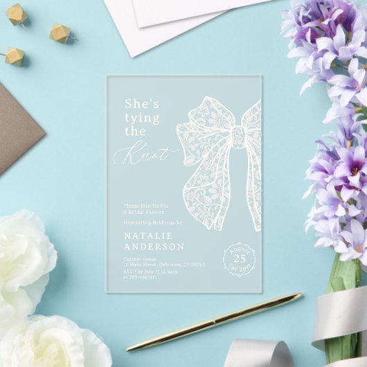 White Lace Bow Sie bindet das Brautparty des Knote Acryleinladungen (In Situ (Hochzeit))