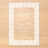 White Lace Bridal Shower Acryleinladungen (Vorderseite)