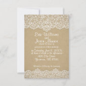 White Lace Brown Paper Wedding Einladung (Vorderseite)
