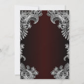 White Lace Burgundy Wedding After Party Einladung (Rückseite)