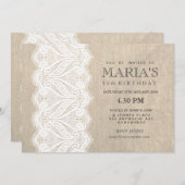 White Lace & Burlap 50. Geburtstagsparty Einladung (Vorne/Hinten)