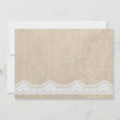 White Lace & Burlap Brautparty Party laden ein Einladung (Rückseite)