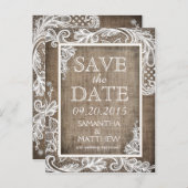 White Lace Burlap Modern Goth Save the Date Ankündigungspostkarte (Vorne/Hinten)