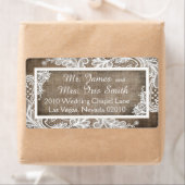 White Lace Burlap Modern Goth Wedding Label (Insitu)