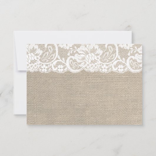 White Lace & Burlap Wedding Save the Date (Rückseite)