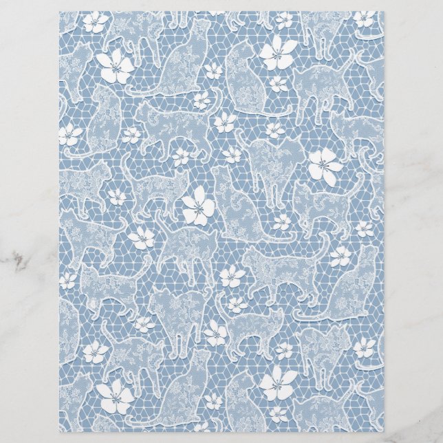 White Lace Cats auf Baby Blue Arts & Craft Paper (Vorderseite)
