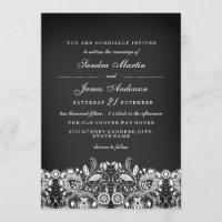 White Lace Chalkboard Hochzeit Einladung