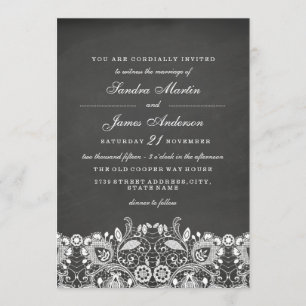 White Lace Chalkboard Hochzeitseinladung Einladung
