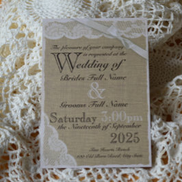 White Lace Country Wedding Einladung