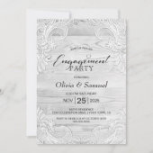 White Lace Custom Foto Wood Engagement Party Einladung (Vorderseite)