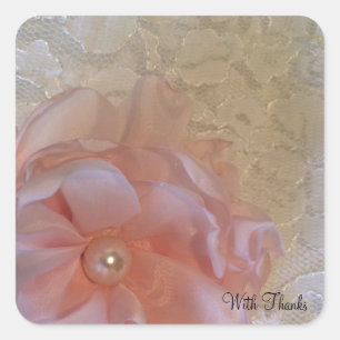 White Lace Floral Vielen Dank Quadratischer Aufkleber