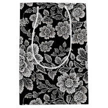 White Lace Florals auf Black