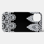 White Lace Forms a delicate border against black Case-Mate iPhone Hülle (Rückseite (Horizontal))