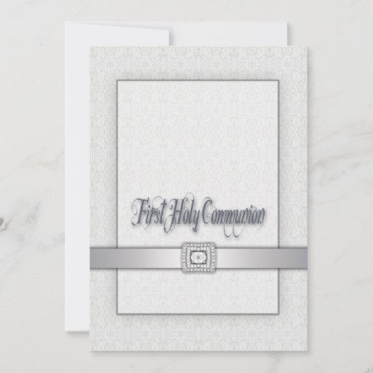 White Lace Girls First Communion Einladung (Vorderseite)