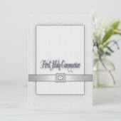 White Lace Girls First Communion Einladung (Stehend Vorderseite)