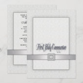 White Lace Girls First Communion Einladung (Vorne/Hinten)