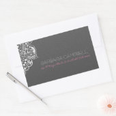White Lace Gray Floral Damask Rechteckiger Aufkleber (Umschlag)