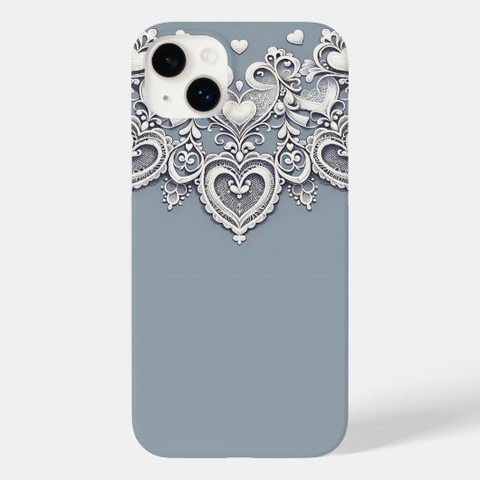 White Lace Herz Romantischer Charm Elegante Case-Mate iPhone Hülle (Rückseite)