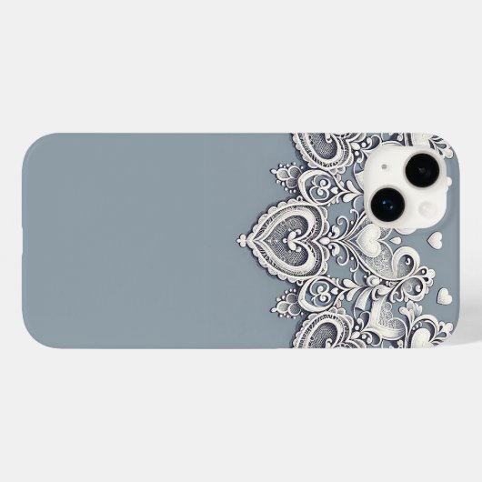 White Lace Herz Romantischer Charm Elegante Case-Mate iPhone Hülle (Rückseite (Horizontal))